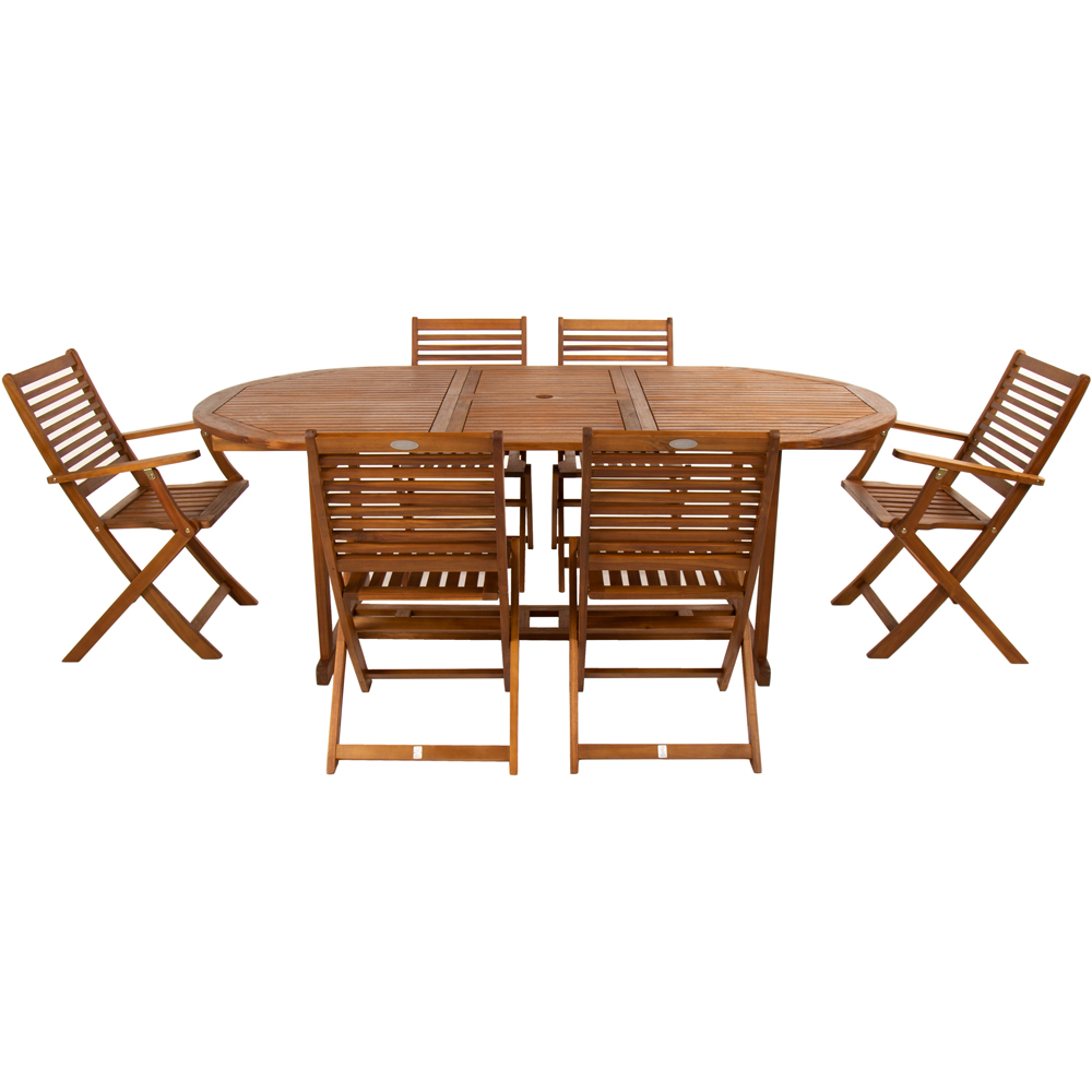Charles Bentley Acacia 6 Seat Oval Extendable Dining Set Image 3