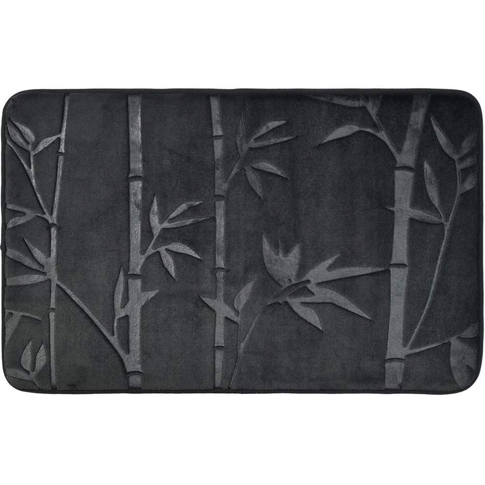 Bamboo Embossed Memory Foam Bath Mat Black Image 1