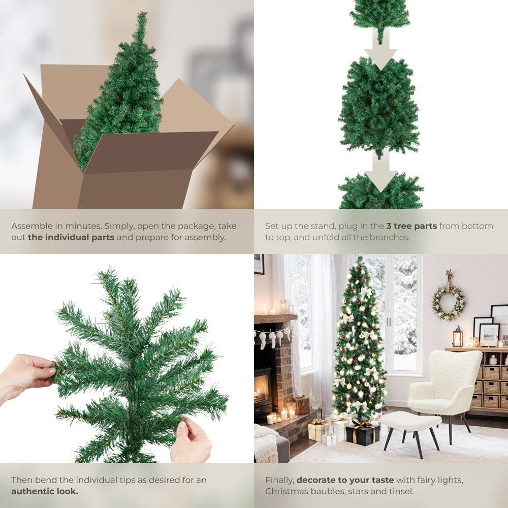 tectake Dense Needle Fir Tree Green Artificial Christmas Tree 4.9ft Image 4