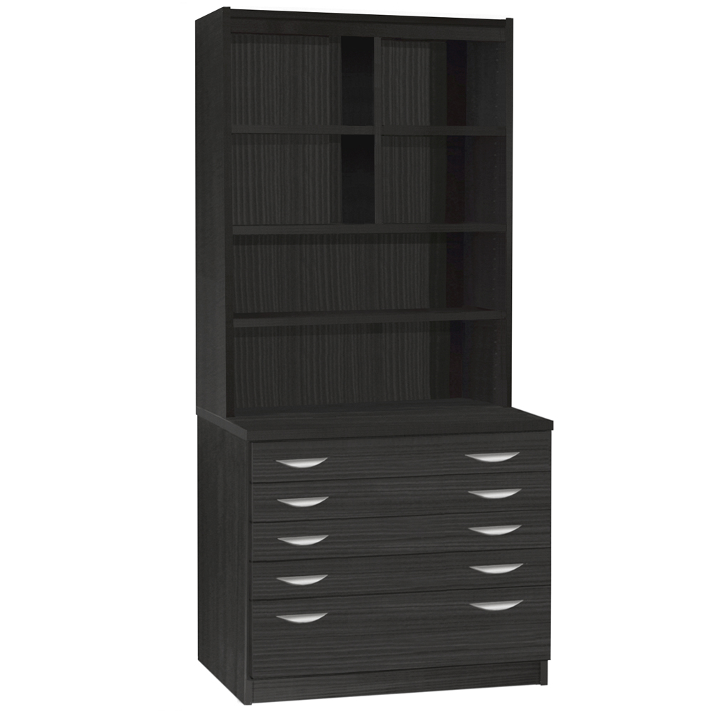 R White Cabinets 5 Drawer 6 Shelf A2 Plan Black Chest of Drawers with Hutch Image 2