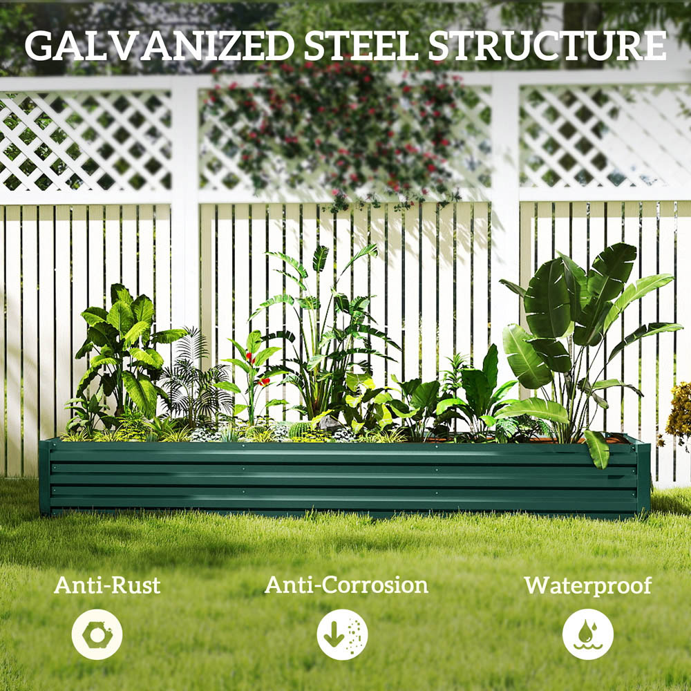Outsunny Green Steel Galvanised Raised Garden Bed 30 x 60 x 240cm Image 5