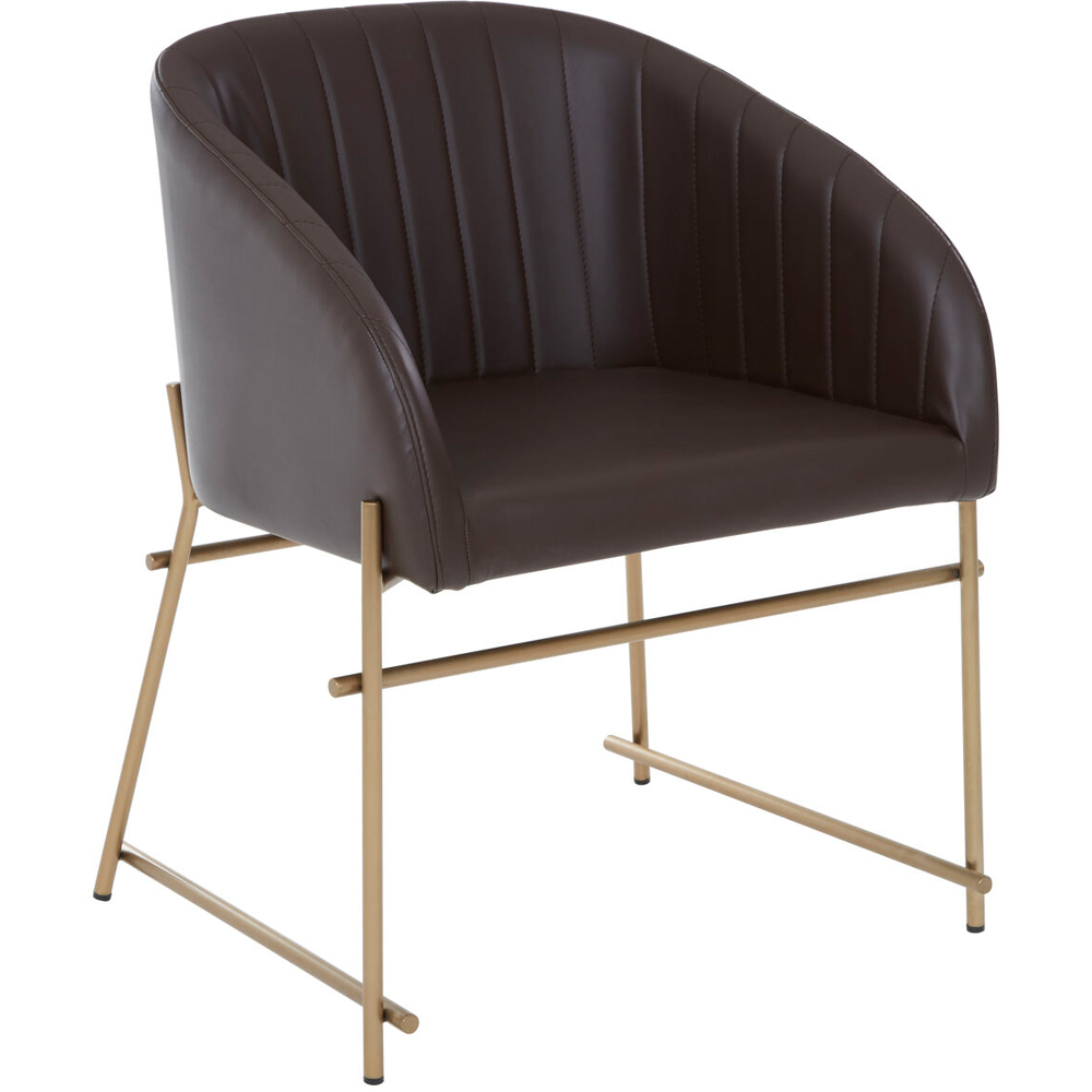 Premier Housewares Delta Brown Faux Leather Dining Chair Image 2