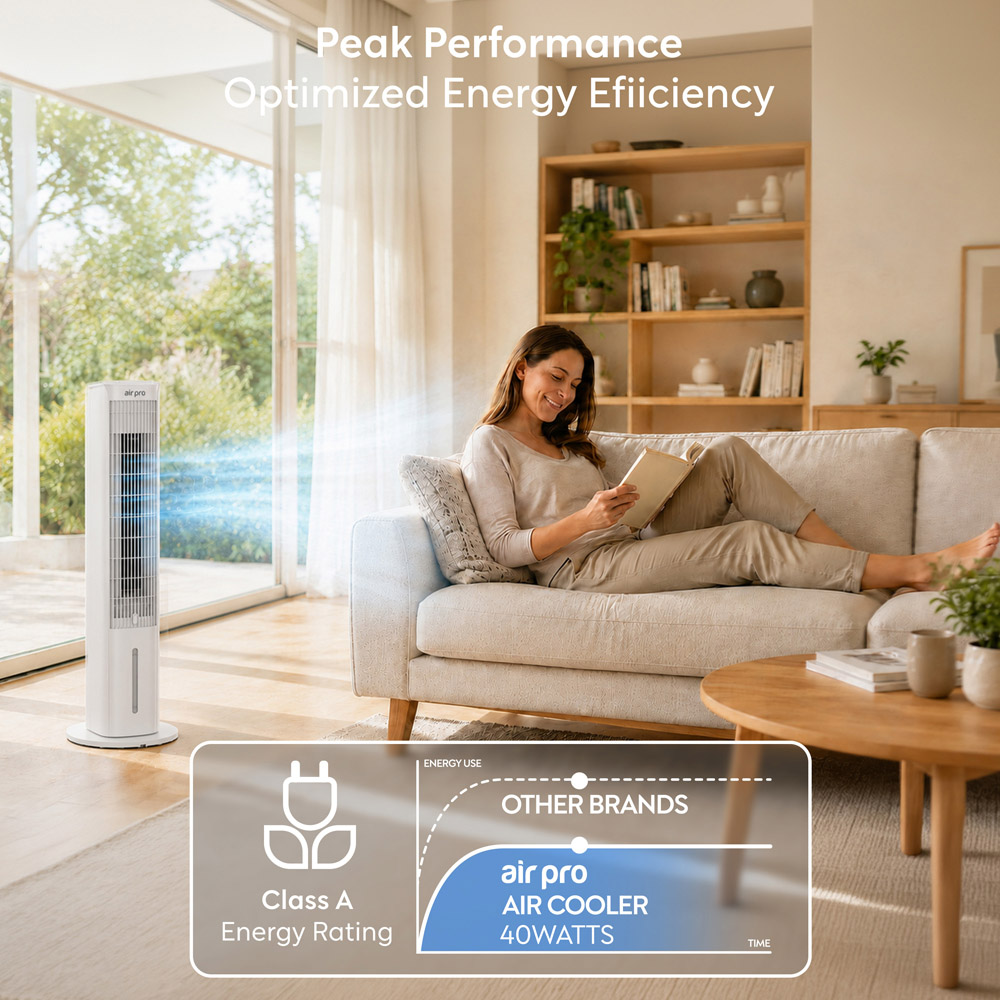 Air Pro 3-in-1 White SmartVoice Evaporative Portable Air Tower Fan with Remote 40 inch Image 7
