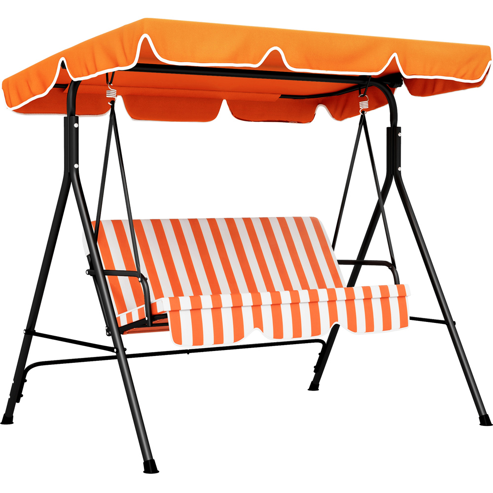 Outsunny 3 Seater Orange and White Swing Chair with Canopy Image 2