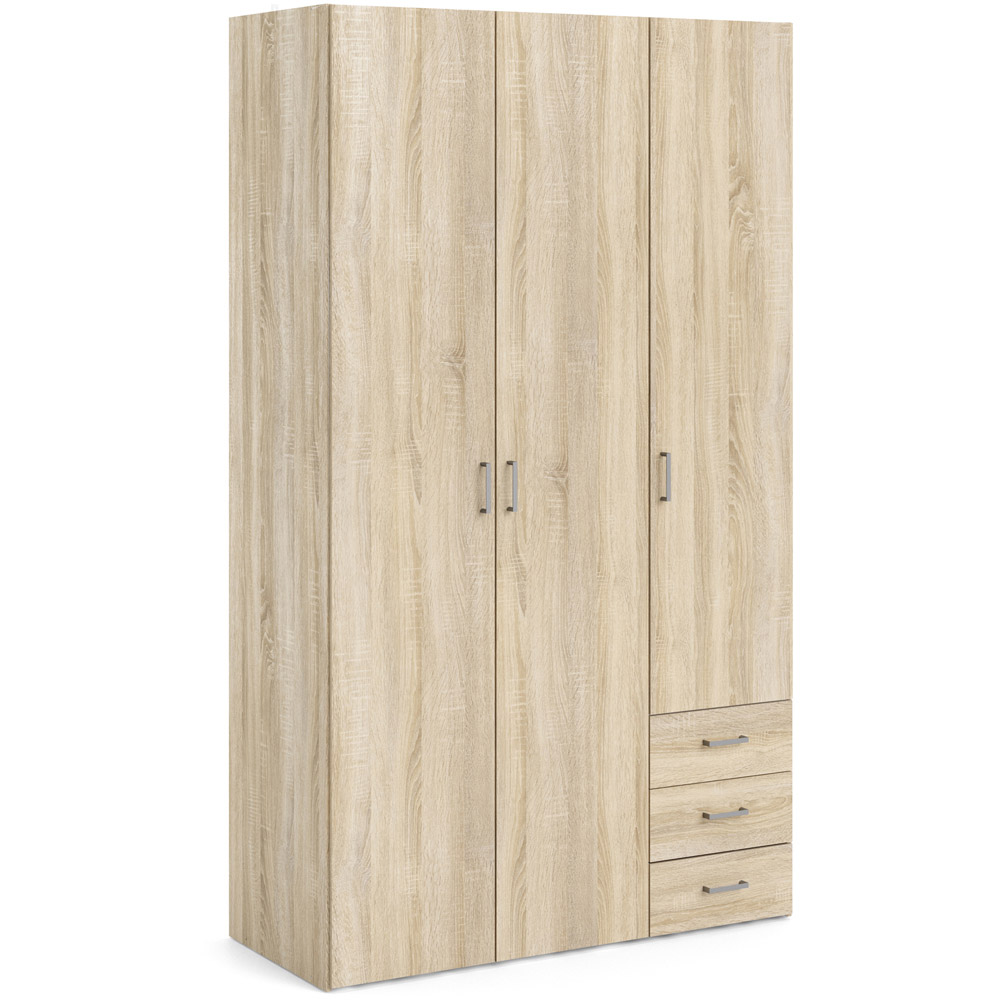 Florence Space 3 Door 3 Drawer Oak Wardrobe Image 2