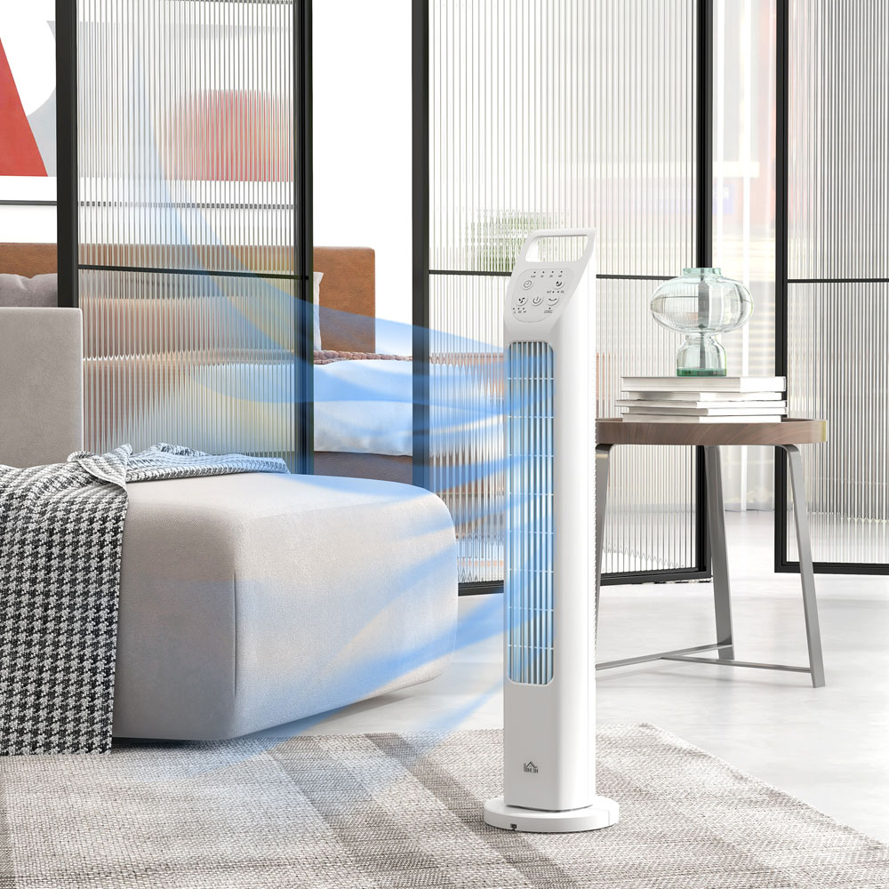 HOMCOM White Oscillating Tower Fan Floor Fan with Timer Image 2