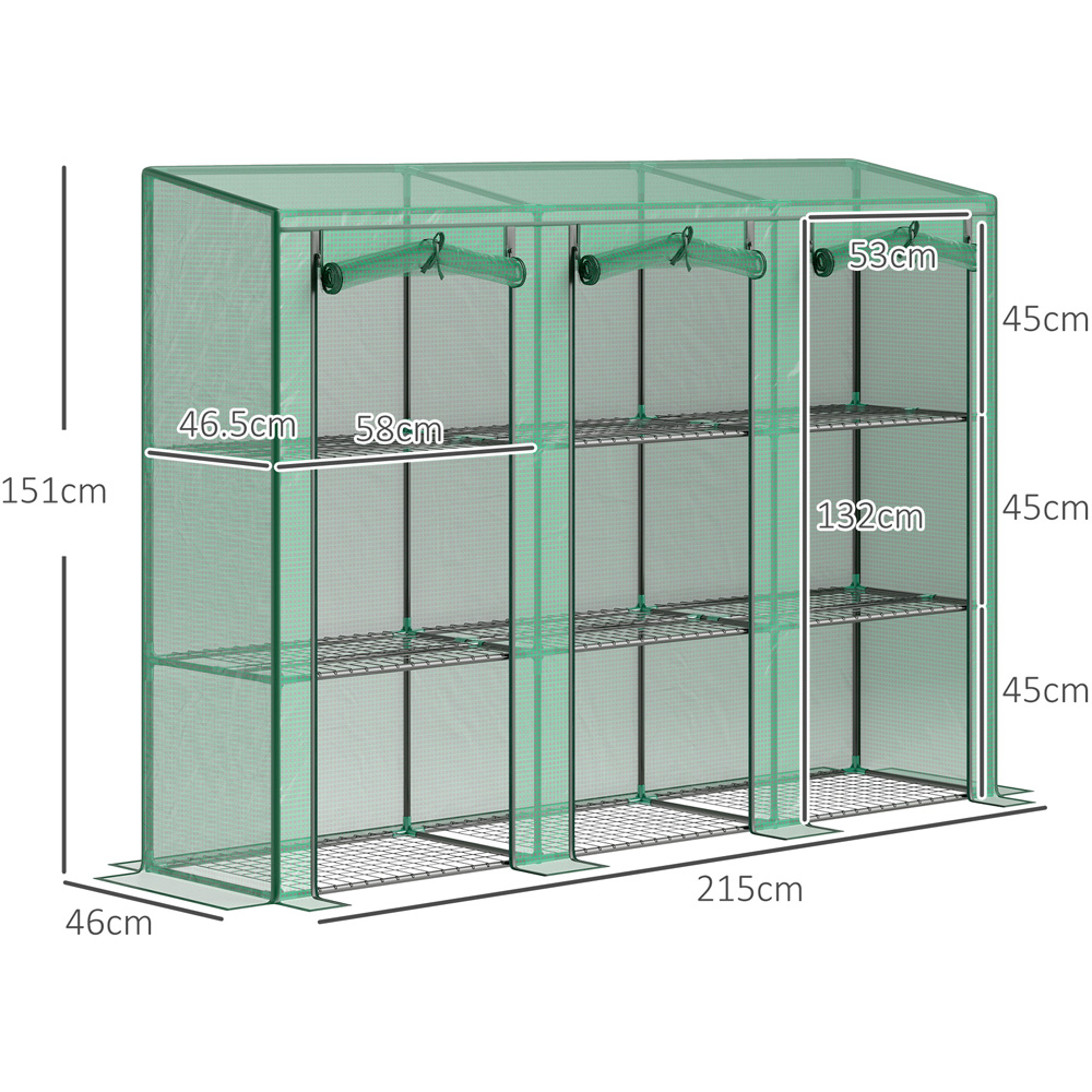 Outsunny 3 Tier Green PE Cover Lean To 4.7 x 7ft Mini Greenhouse Image 9