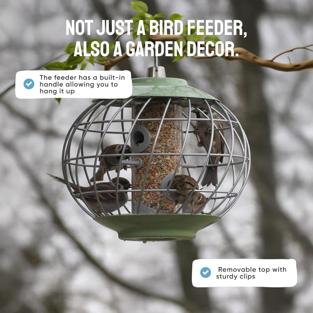 Happy Beaks The Nuttery Celadon Green Squirrel-Proof Helix Seed Feeder Image 2