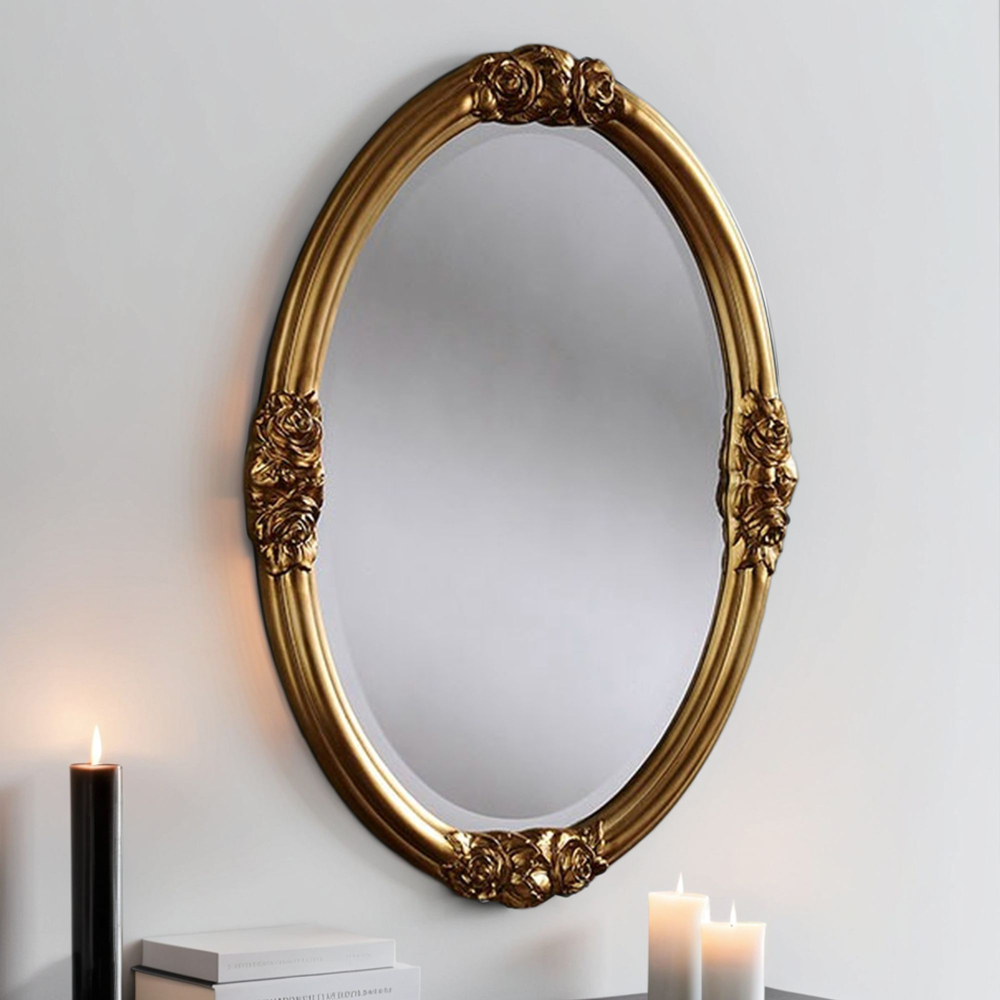 Yearn Gold Rose Oval Wall Mirror 81 x 61cm Image 2