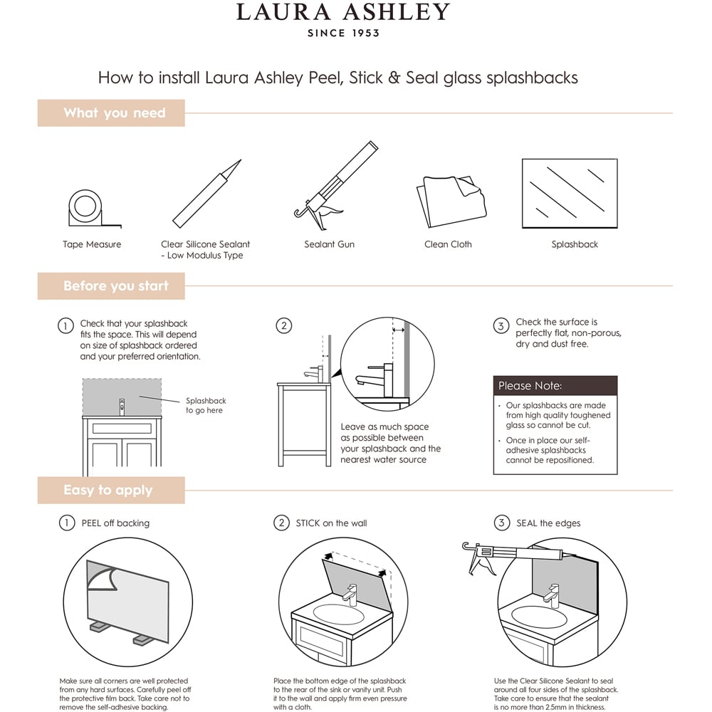 Laura Ashley Mr Jones Charcoal Bathroom Splashback 600 x 250mm Image 4