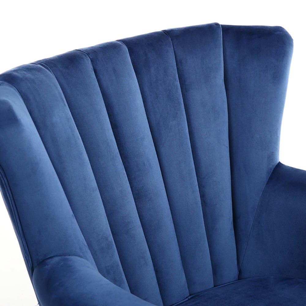 Living and Home Blue Velvet Accent Armchair Image 3