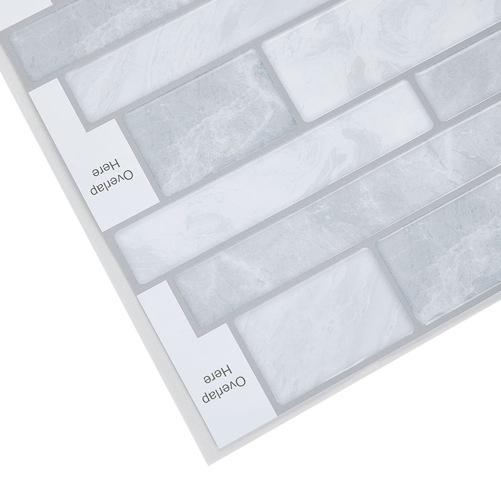 Living and Home Brick Effect Grey Self Adhesive Wall Tile Sticker 10 Pack Image 6