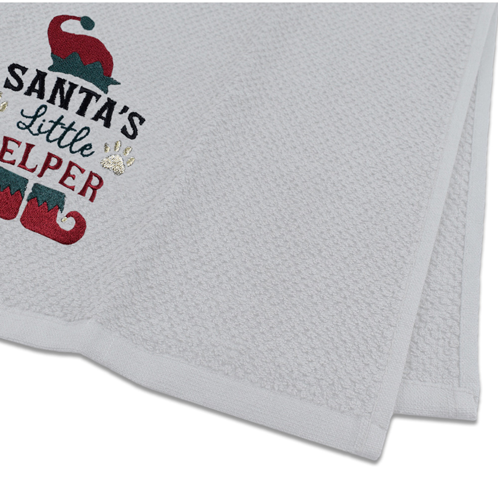 Noel Square Santas Helper White Tea Towel 3 Pack Image 4