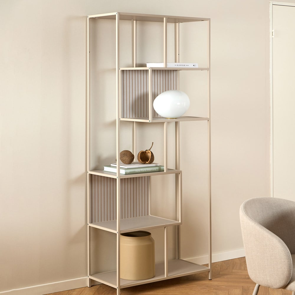 Florence Seaford 5 Shelf Tall Grey Metal Bookcase Image 8