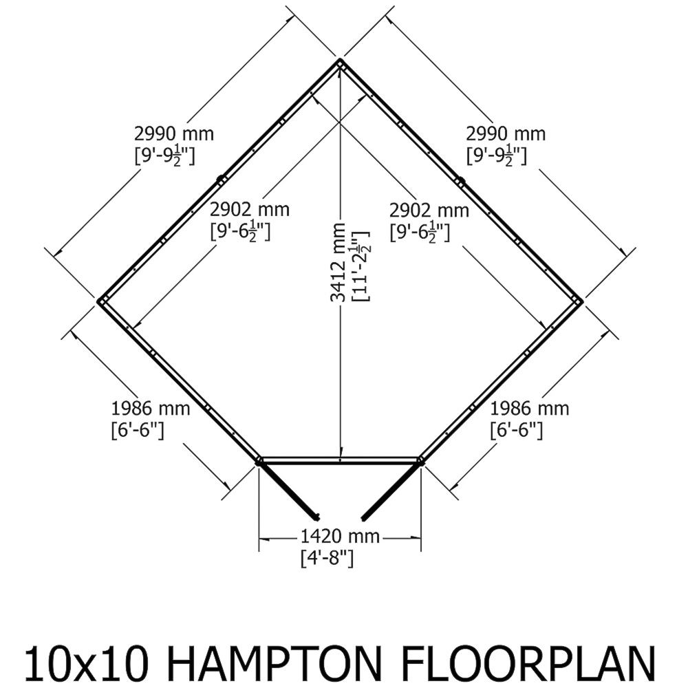 Shire Hampton 10 x 10ft Double Door Traditional Summerhouse Image 9
