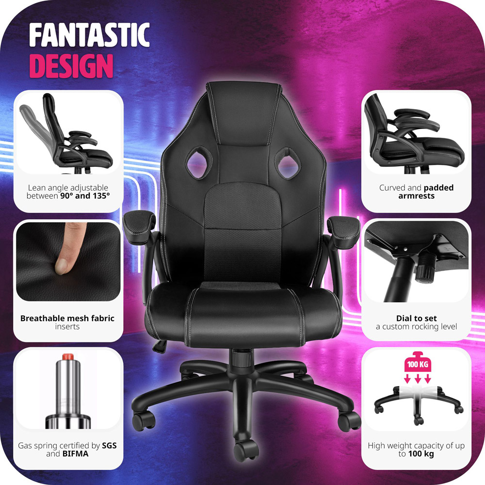 tectake Mike Black Gaming Chair Image 7