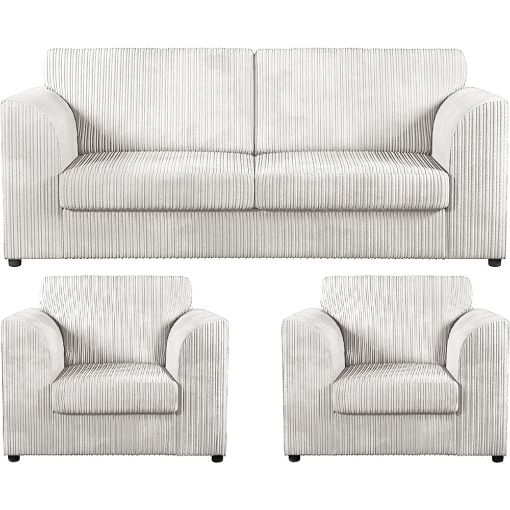 Luxor 5 Seater Silver Jumbo Cord Full Back Sofa Suite Image 2