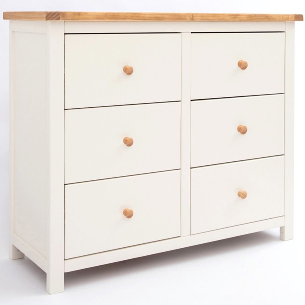 Cabinet Bits Maggiori 6 Drawer White Wood Knob Chest of Drawers Image 2