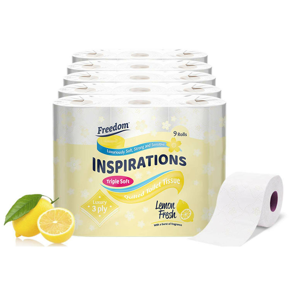 Freedom Inspirations Quilted Lemon Toilet Paper 135 Rolls 3 Ply Image 3