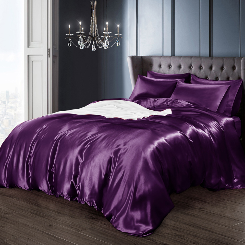 Intimates King Size Purple Satin Bedding Set Image 1