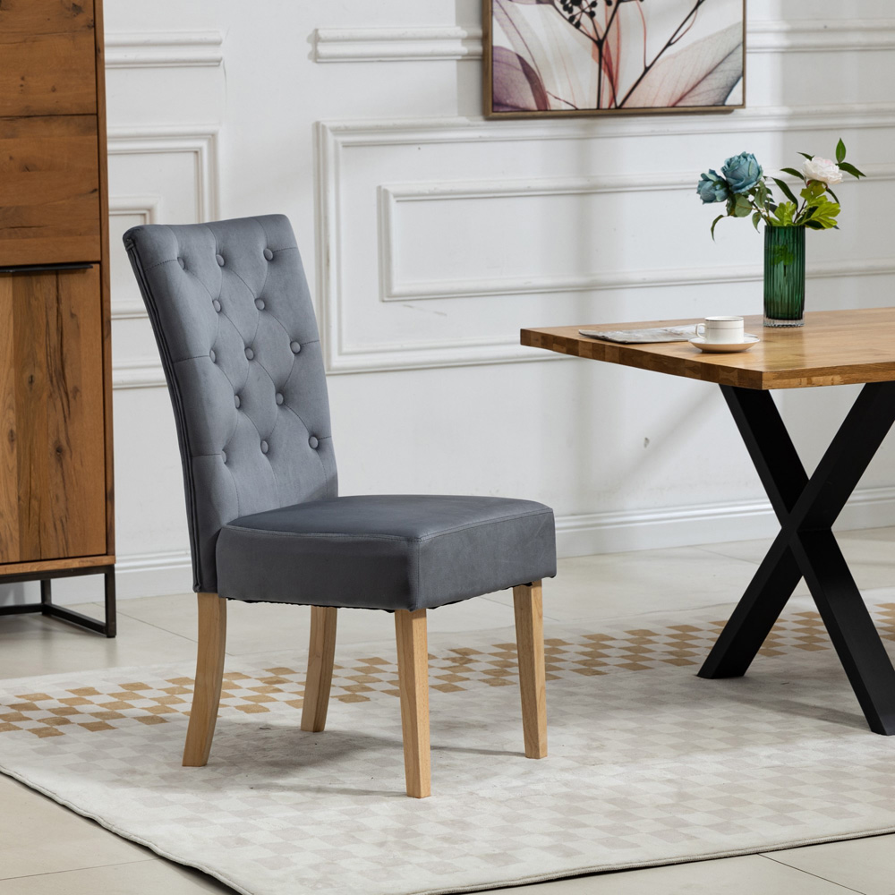 Artemis Home Pienza Set of 2 Grey Velvet Dining Chairs Image 3