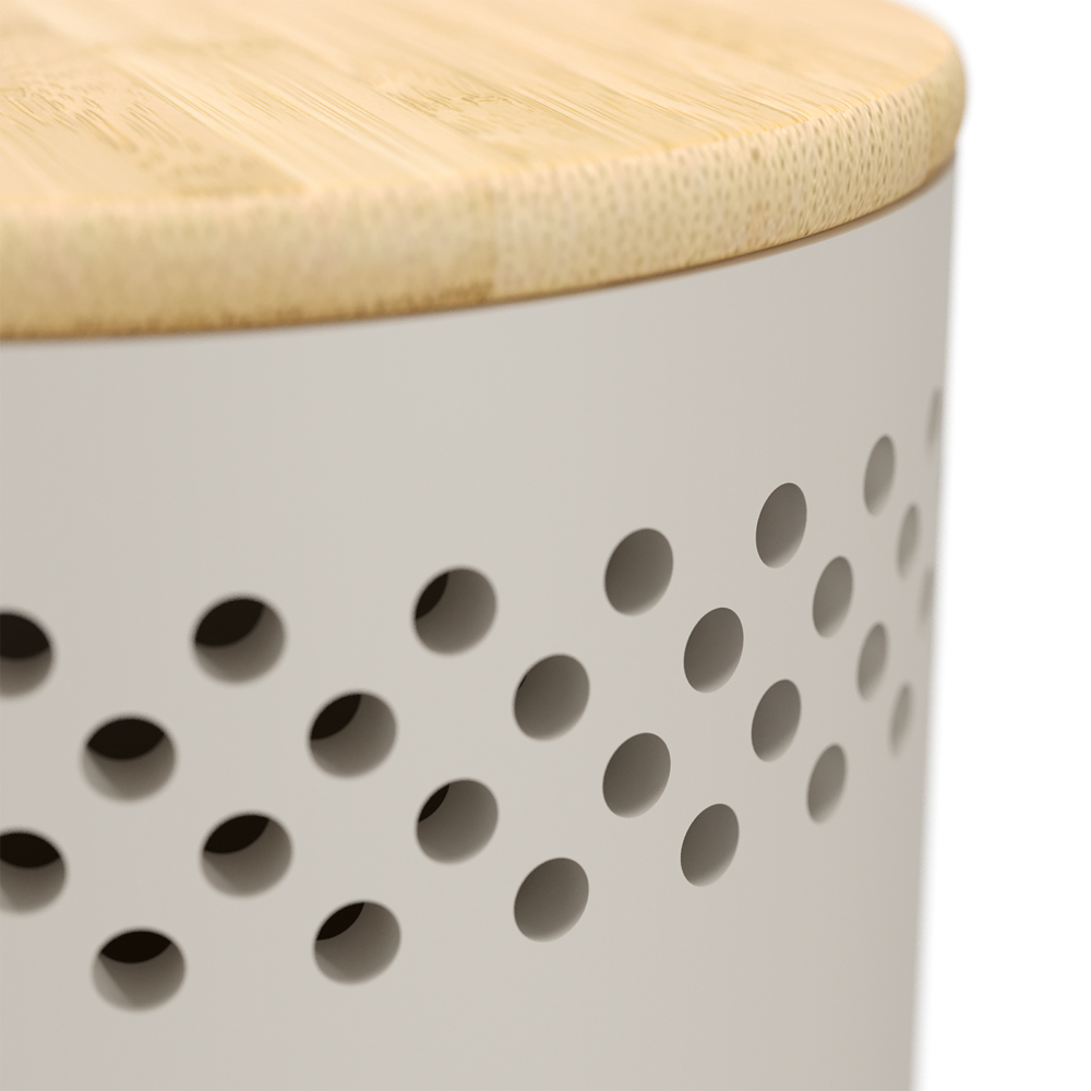 Refillable Latte Round Moisture Absorber with Bamboo Lid Image 3