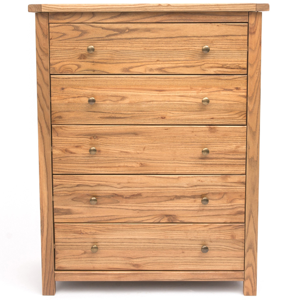 Cabinet Bits Trivento 5 Drawer Brown Brass Knob Chest of Drawers Image 2