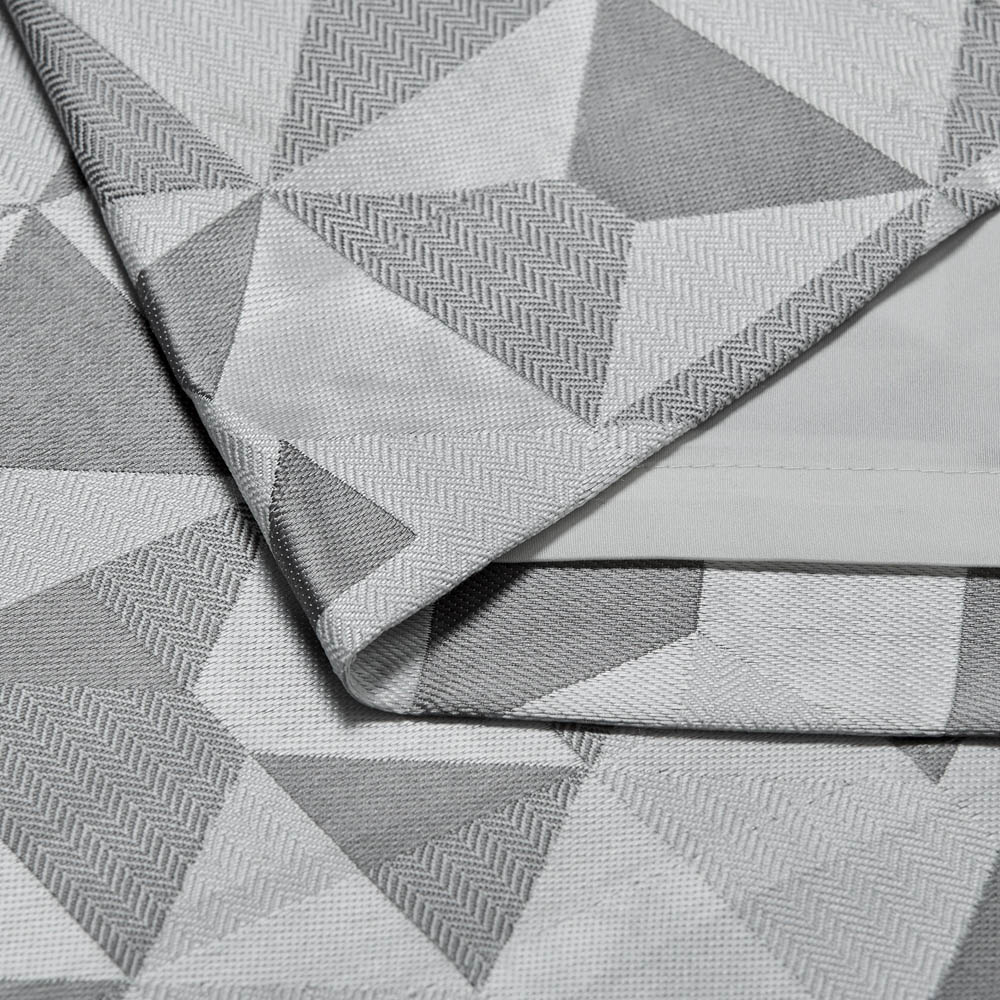 Alan Symonds Scandi Silver and Grey Jacquard Lined Pencil Pleat Taped Top Curtains 228 x 274cm Image 3