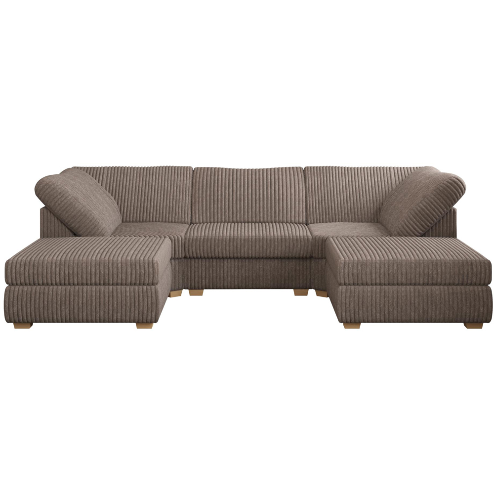 Nestle 5 Seater Late Plush Faux Fur Fixed Back U-Shape Sofa Image 2