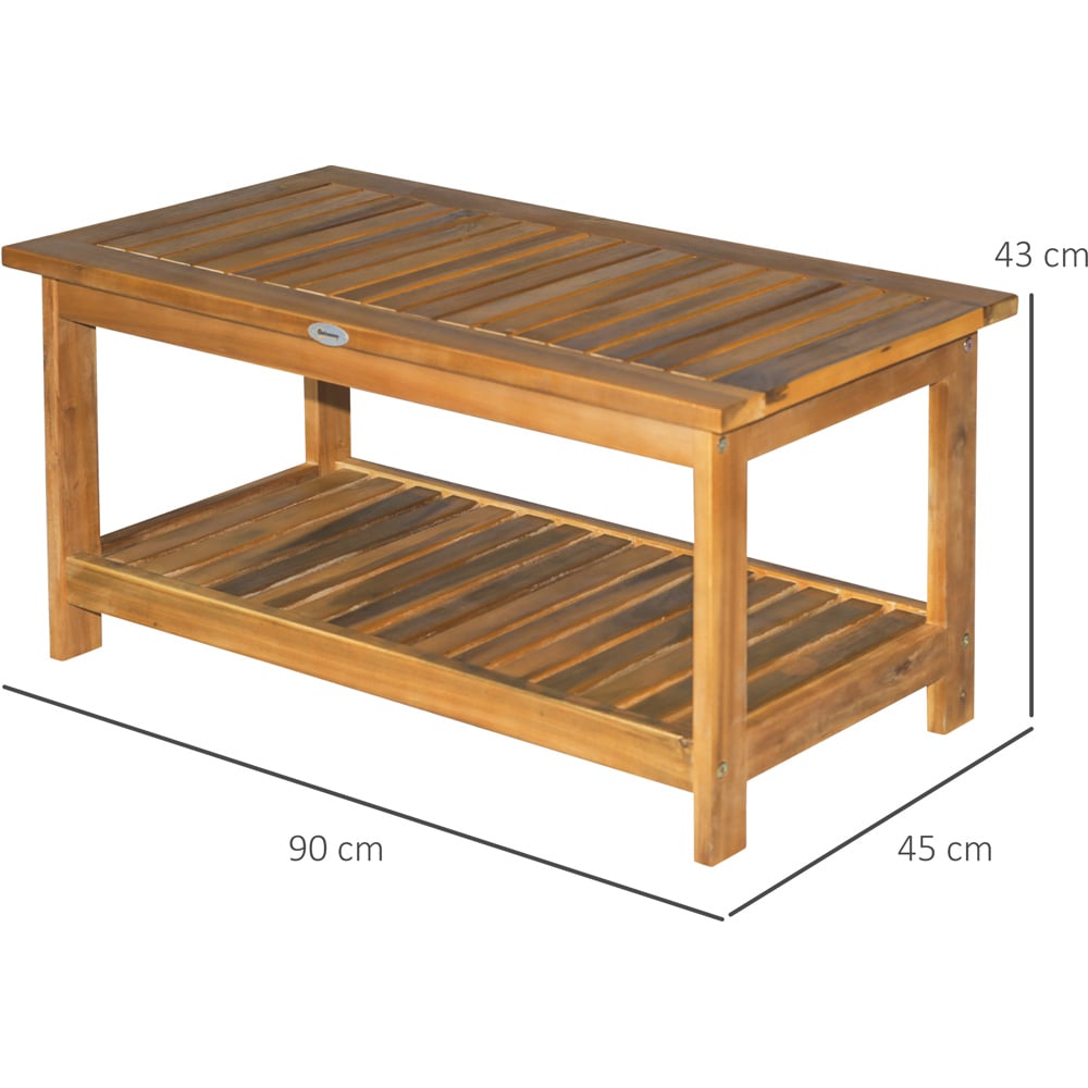 Outsunny Single Shelf Acacia Wood Teak Garden Coffee Table Image 9