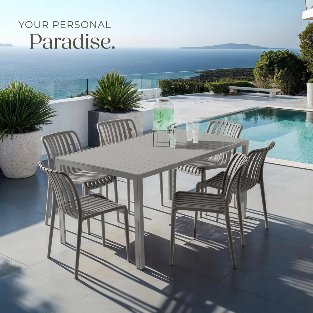 tectake Alcudia Set of 6 Anthracite Stackable Garden Chair Image 8