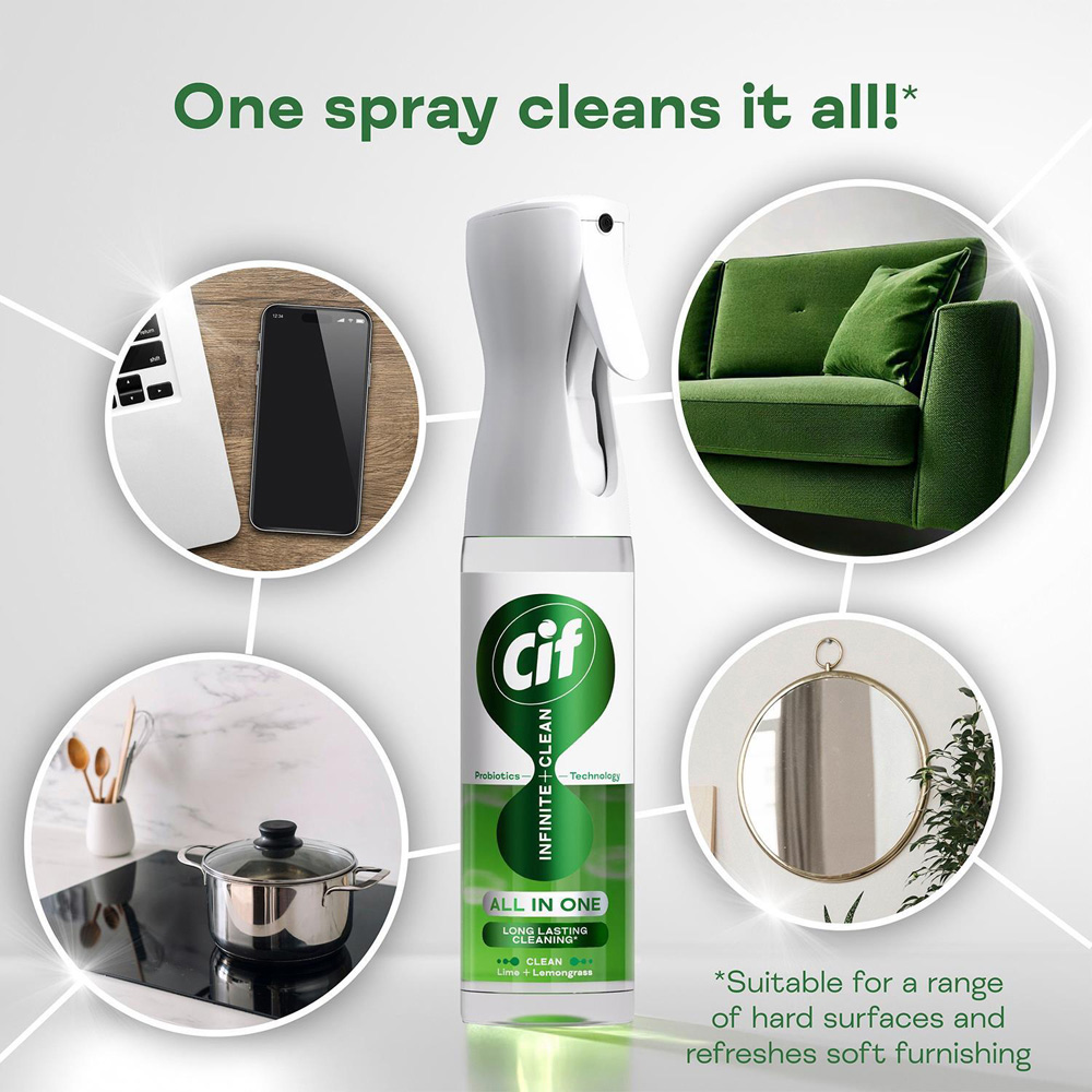 Cif Infinite Clean All in One Lime and Lemongrass Cleaner Spray 250ml 12 Pack Image 9