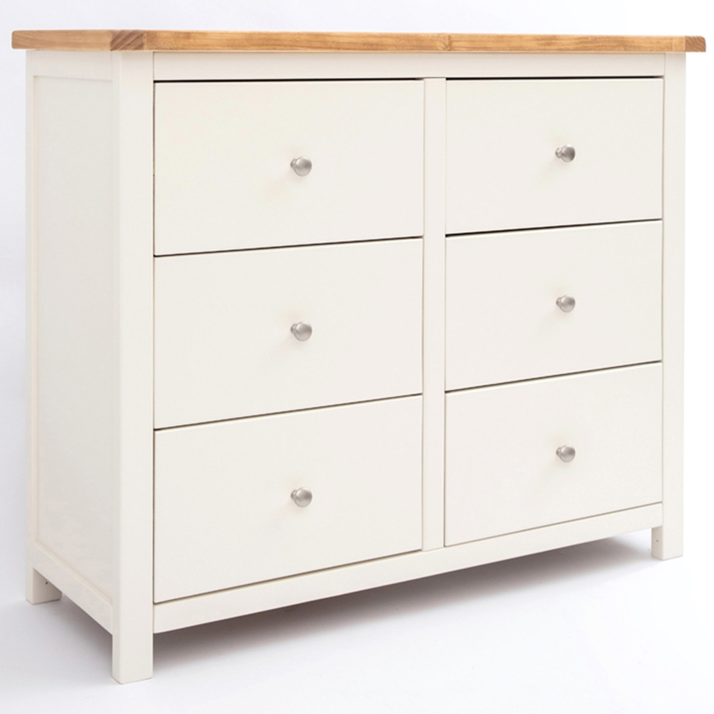 Cabinet Bits Maggiori 6 Drawer White Chrome Knob Chest of Drawers Image 2