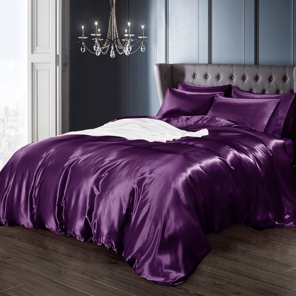Intimates Double Purple Satin Bedding Set Image 1