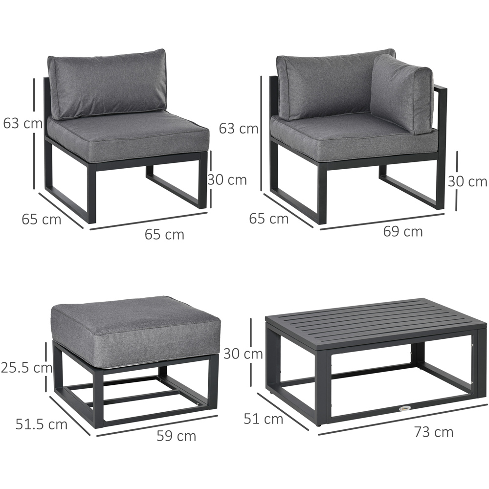 Outsunny 5 Seater Grey Sectional Sofa Set Image 9