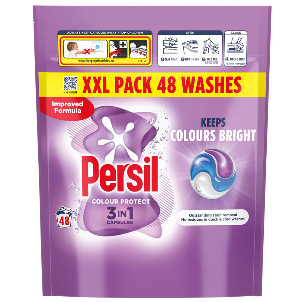 Persil Colour Protect 3 in 1 Washing Capsules 48 Washes 1.012kg 4 Pack Image 2
