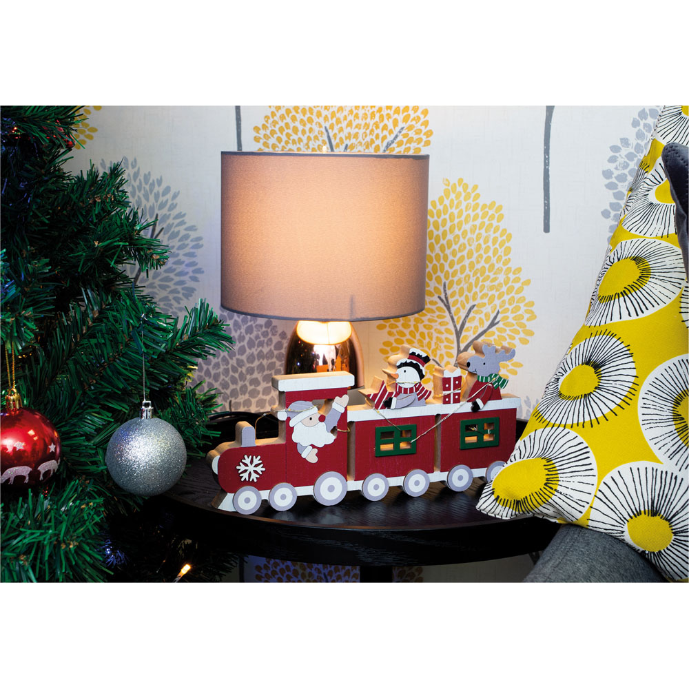 St Helens LED Red Wooden Festive Ornamental Train Image 6