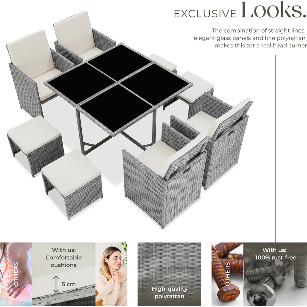 tectake Bilbao 8 Seater Garden Dining Table with Rain Cover Light Grey Image 4