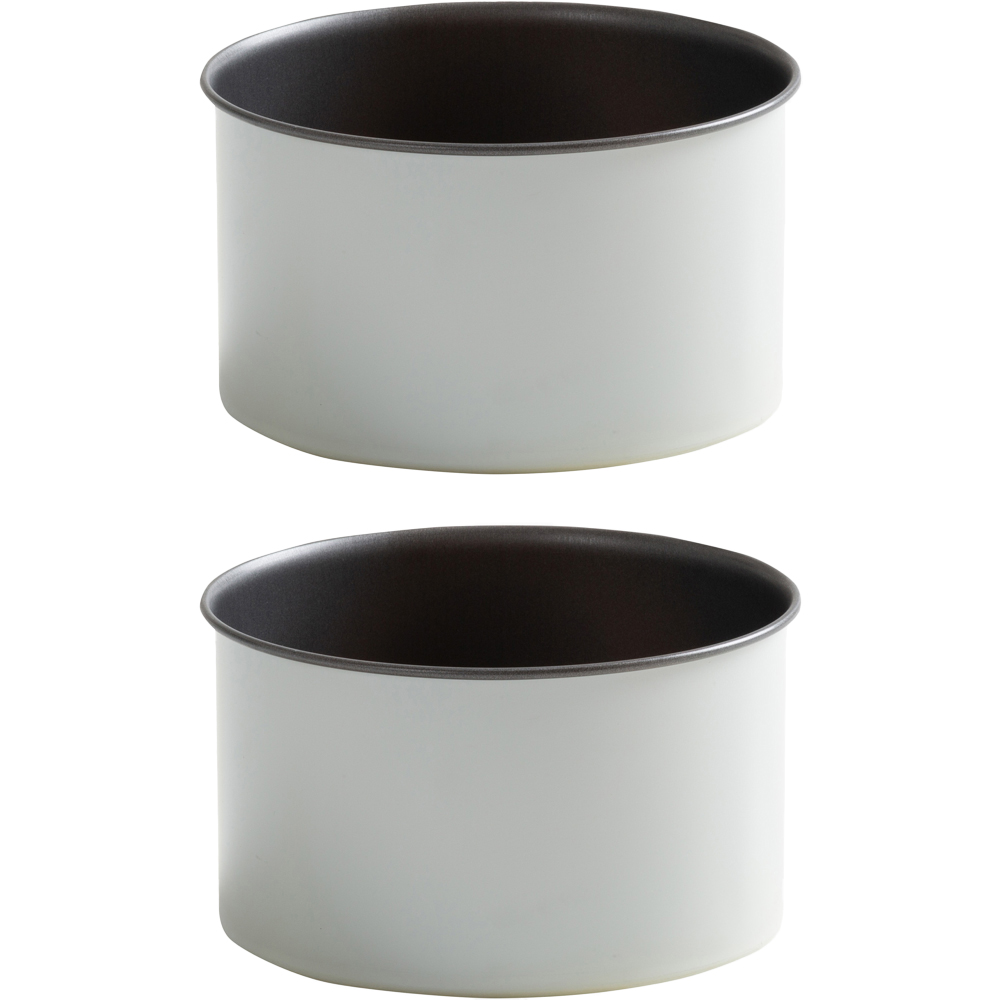 Wham PushPan 15cm Set of 2 Light Grey and Pewter Deep Tin Image 1