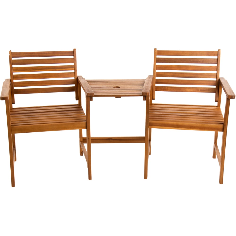 Charles Bentley 2 Seater Acacia Wooden Companion Seat Image 3