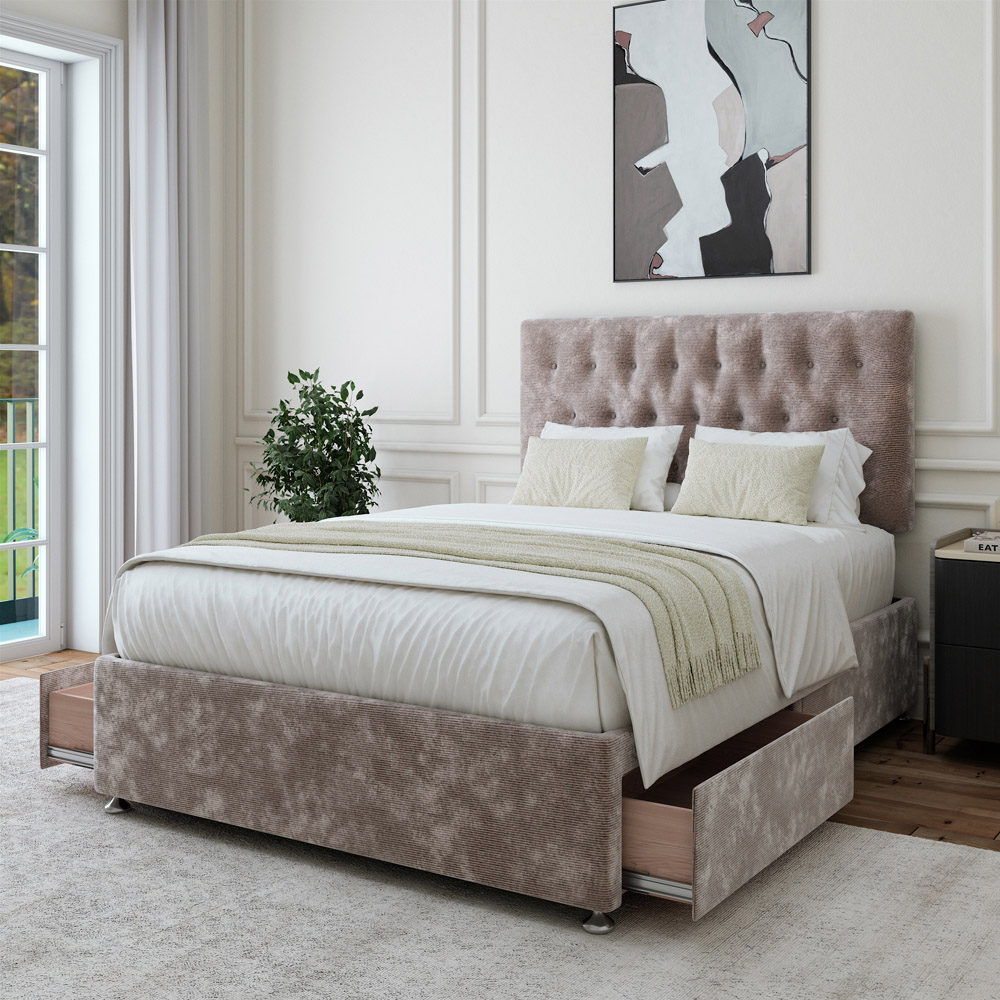 Bedmaster Single Silver Chenille 2 Drawer Divan Base Image 2