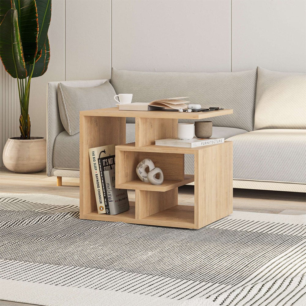 Decortie Labirent 4 Tier Oak Multipurpose Coffee Table Image 7