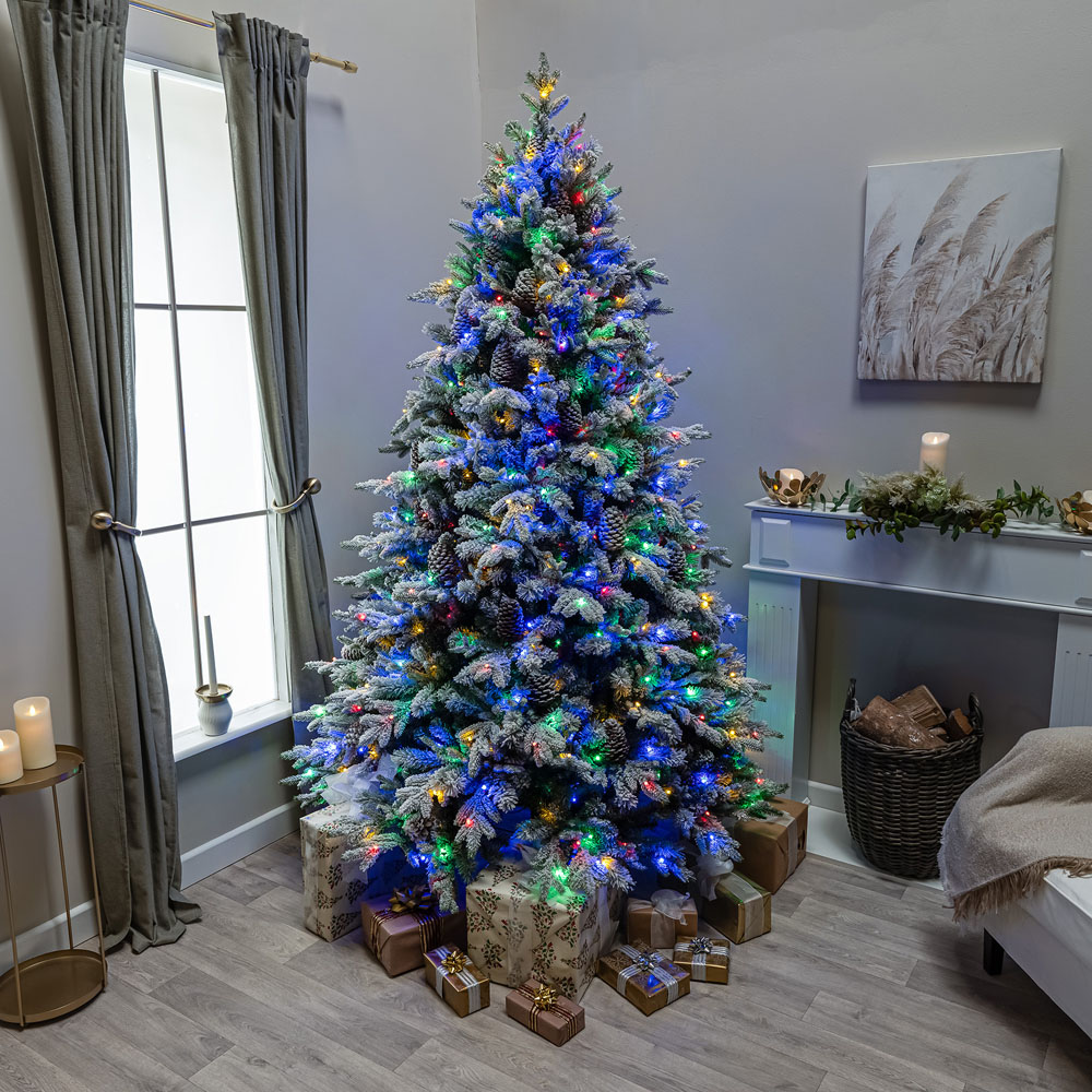 The Christmas Centre Kensington Multicolour LED Pre-Lit Frosted Fir Artificial Xmas Tree 7.5ft Image 8