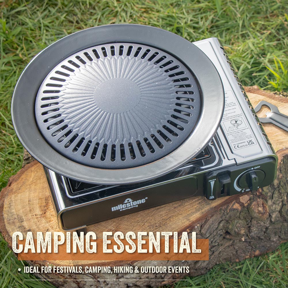 Milestone Camping Portable Non-Stick Grill Plate with Electric Stoves Image 2