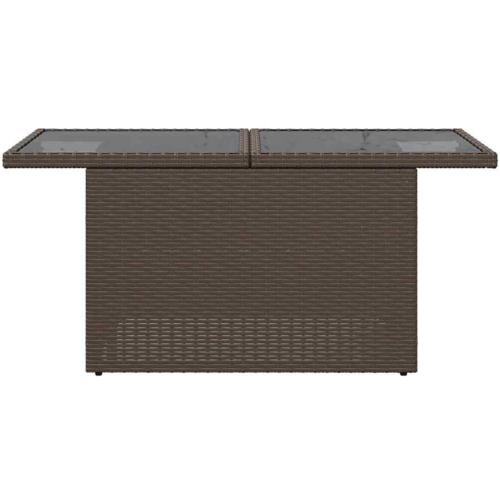 Walplus 2 Seater Brown Poly Rattan Liftable Glass Top Convertible Garden Dining Table Image 4