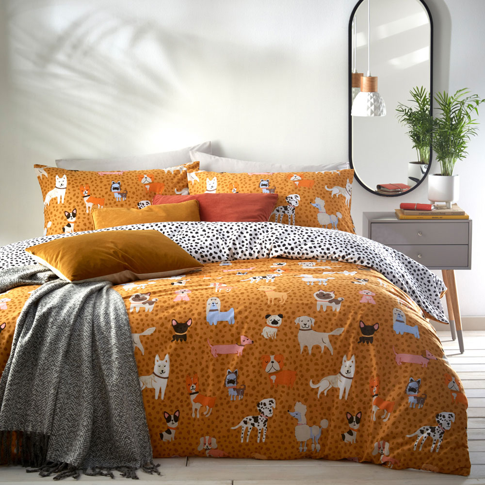 furn. Woofers King Size Ochre Duvet Set Image 5