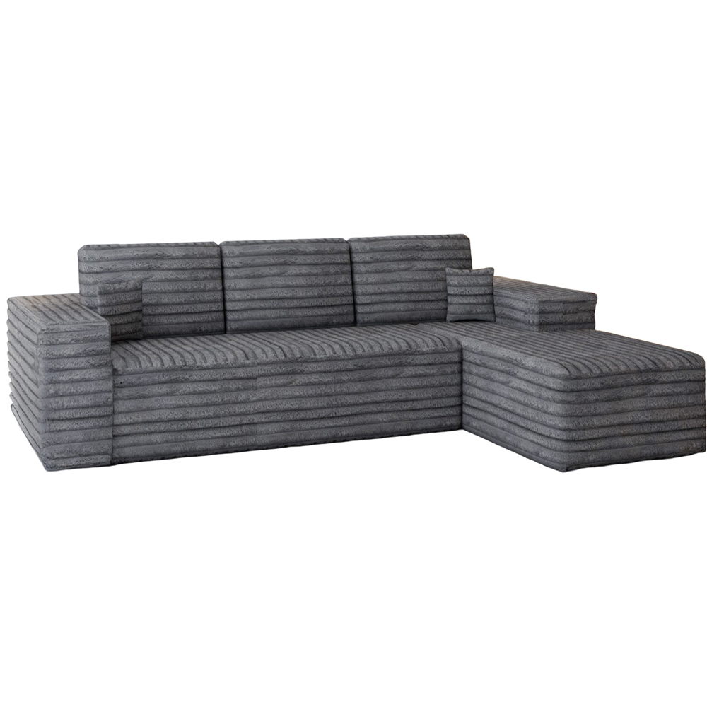 Sliding Wardrobes 4U 3 Seater L Shaped Grey Corner Sofa with Reversible Chaise Image 2