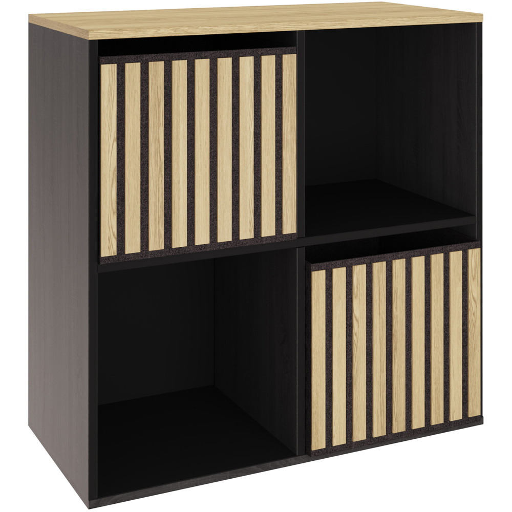 GFW Kube 2 Drawer 2 Shelf Black and Oak Cube Storage Unit Image 2