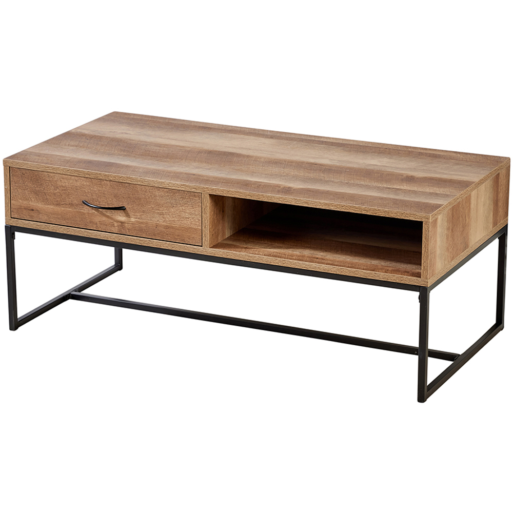 Home Source Oakmere Single Drawer Single Shelf Natural Coffee Table Image 2