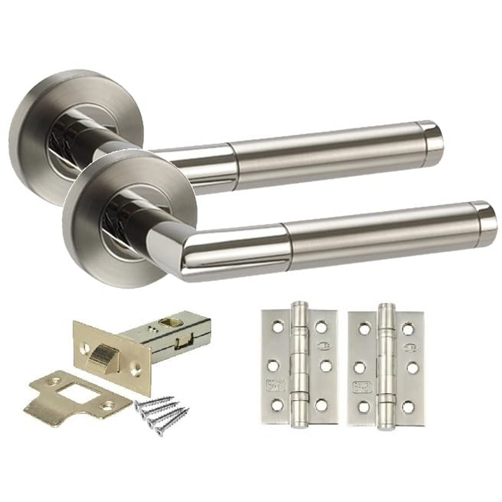 Golden Grace Duo Chrome Mitred Modern Latch Door Handle Set 4 Pack Image 2